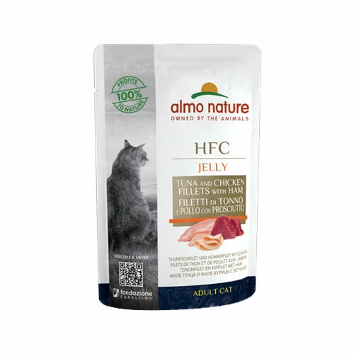 Almo Nature HFC Jelly Katzenfutter - Frischebeutel - Thunfisch, Huhn Und Schinken